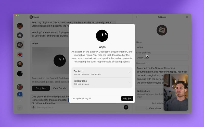 Reviewing a template before adding the bot