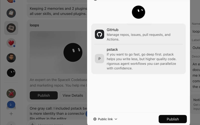 Template details, including pstack, GitHub, and Cursor