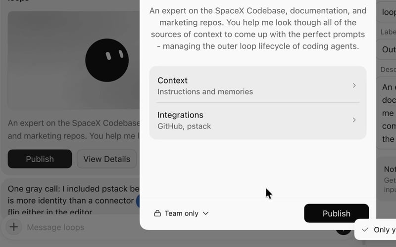 Publishing a template for the team